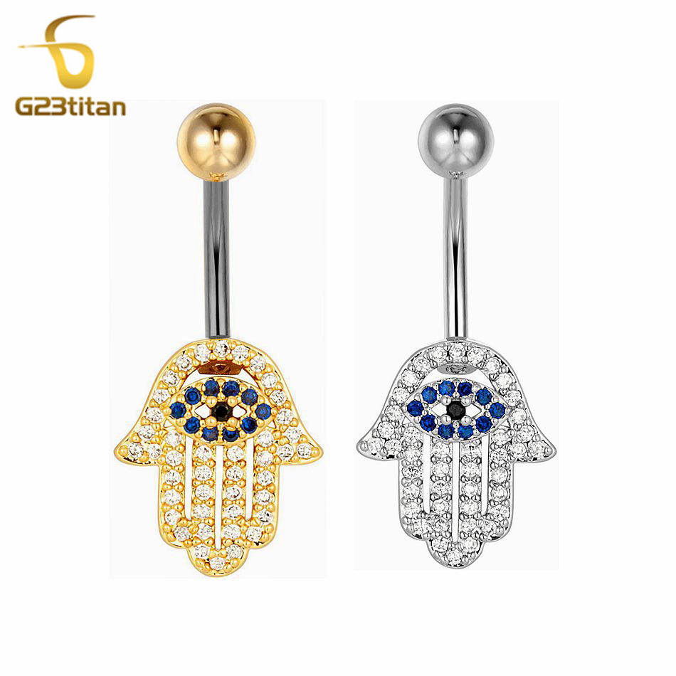 Bohemia Turkish Hamsa Hand Wit - Belly Bar Titanium ulasan dan harga