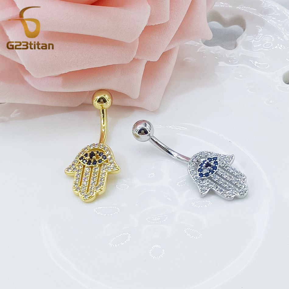 Bohemia Turkish Hamsa Hand Wit - Belly Bar Titanium ulasan dan harga