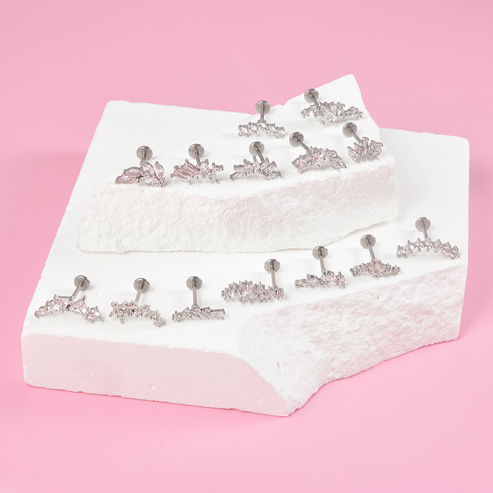 1PC Surgical Steel Zircon Labr - Body Jewelry Threadless ulasan dan harga