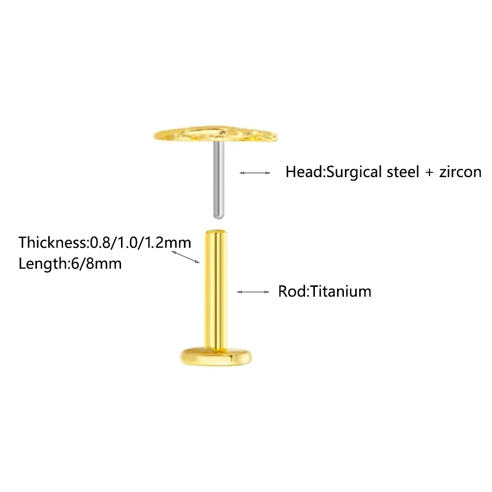 ASTM F-136 Titanium Labret Pie - Body Jewelry Threadless ulasan dan harga